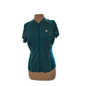 Pearl Izumi for Women Select blue stripe Cycling Shirt Sz Large Pockets Zip Up